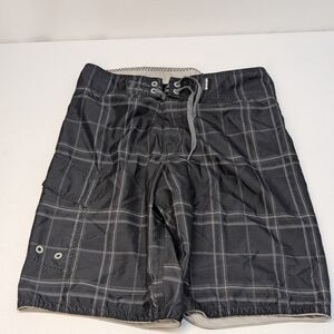 Mossimo Black Plaid Board Shorts